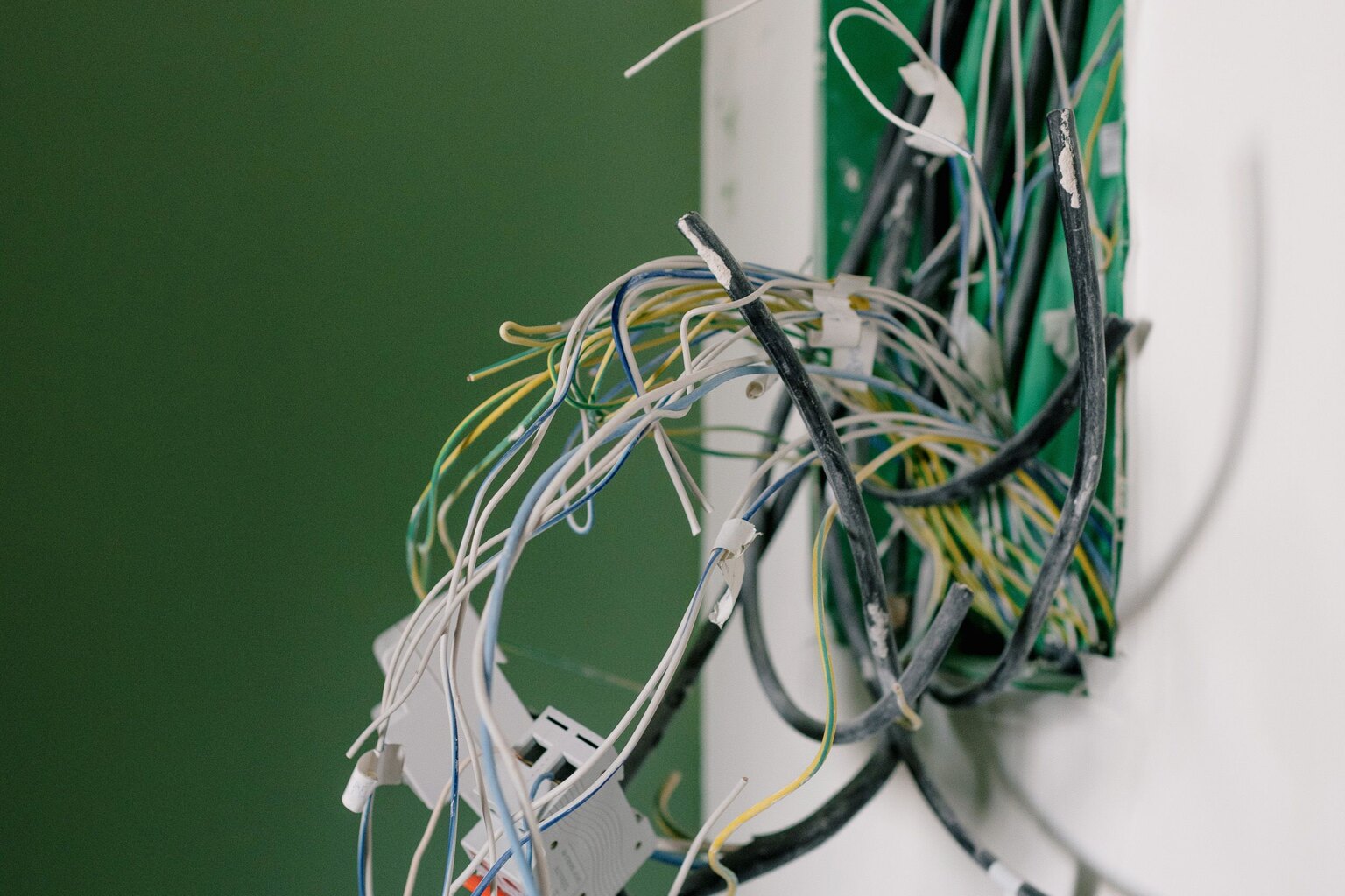 Electrical cables routed during a home rewire